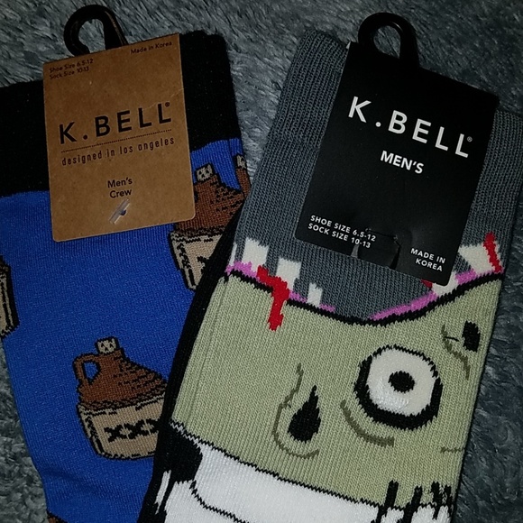 2 Pair NWT Men's K. BELL socks zombie and XXX  jug - Picture 2 of 5